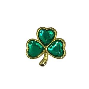 Emerald Green Shamrock Pin Deadstock Y2K Four Leaf Clover